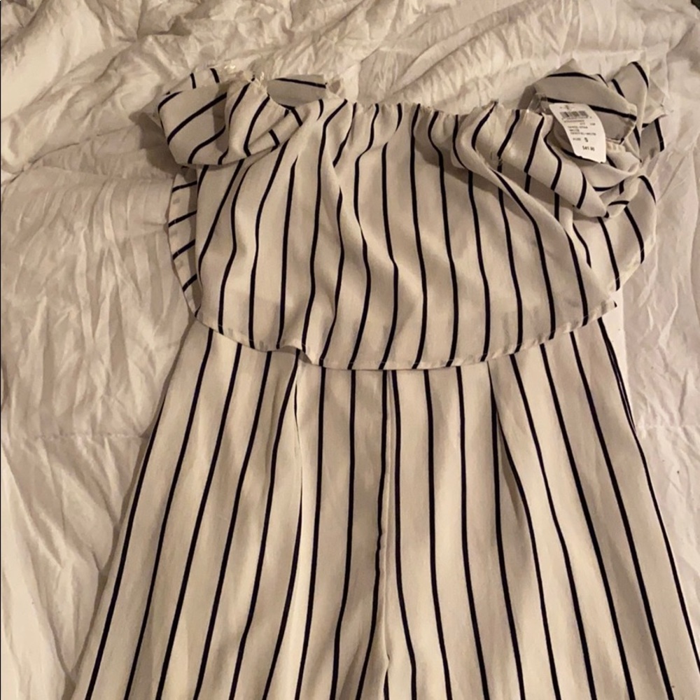 White/Navy Blue Jump Suit